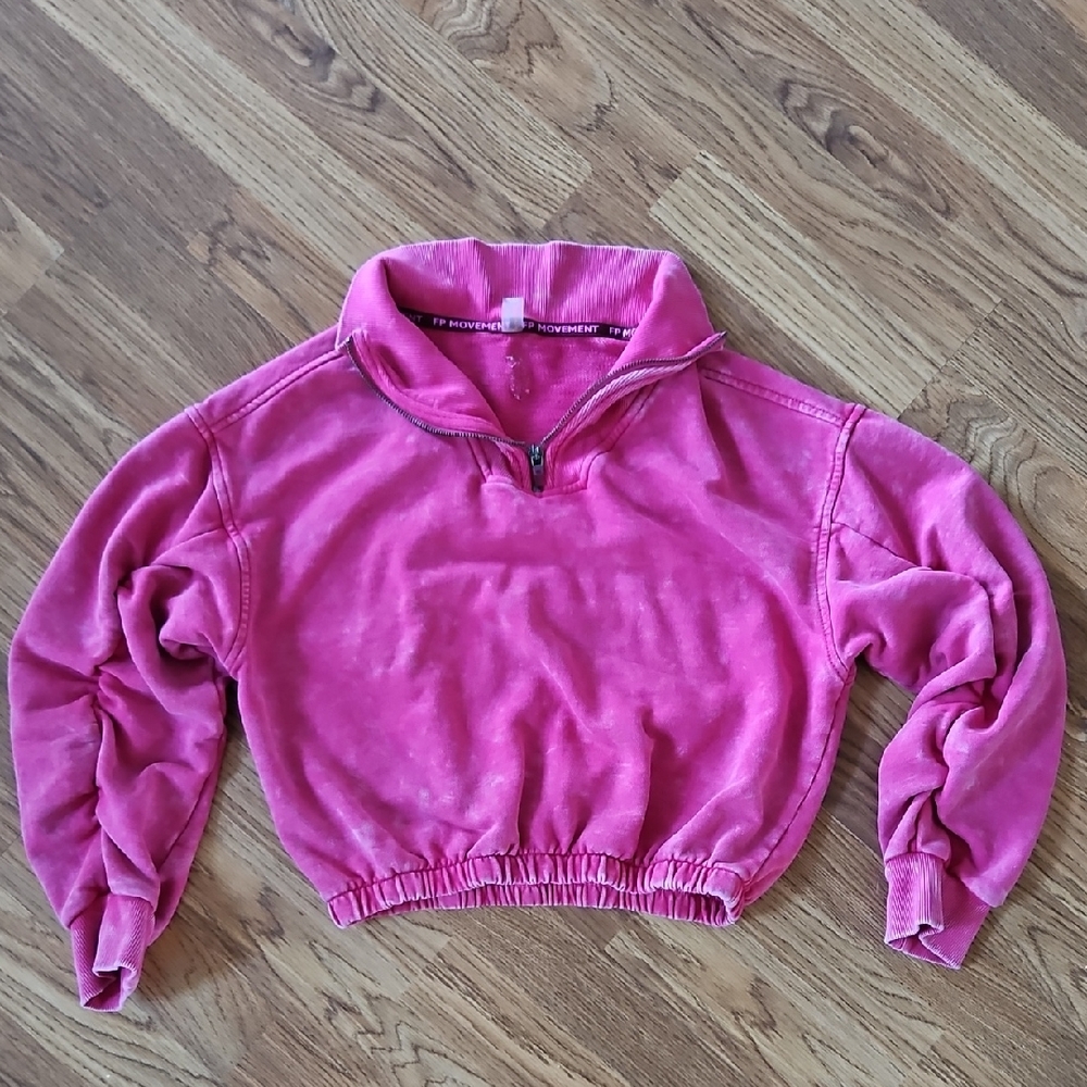 FP Movement by Free People Pink Cropped Cowl Pullover